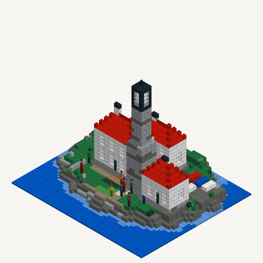 Beavertail Light, drawn as bricks