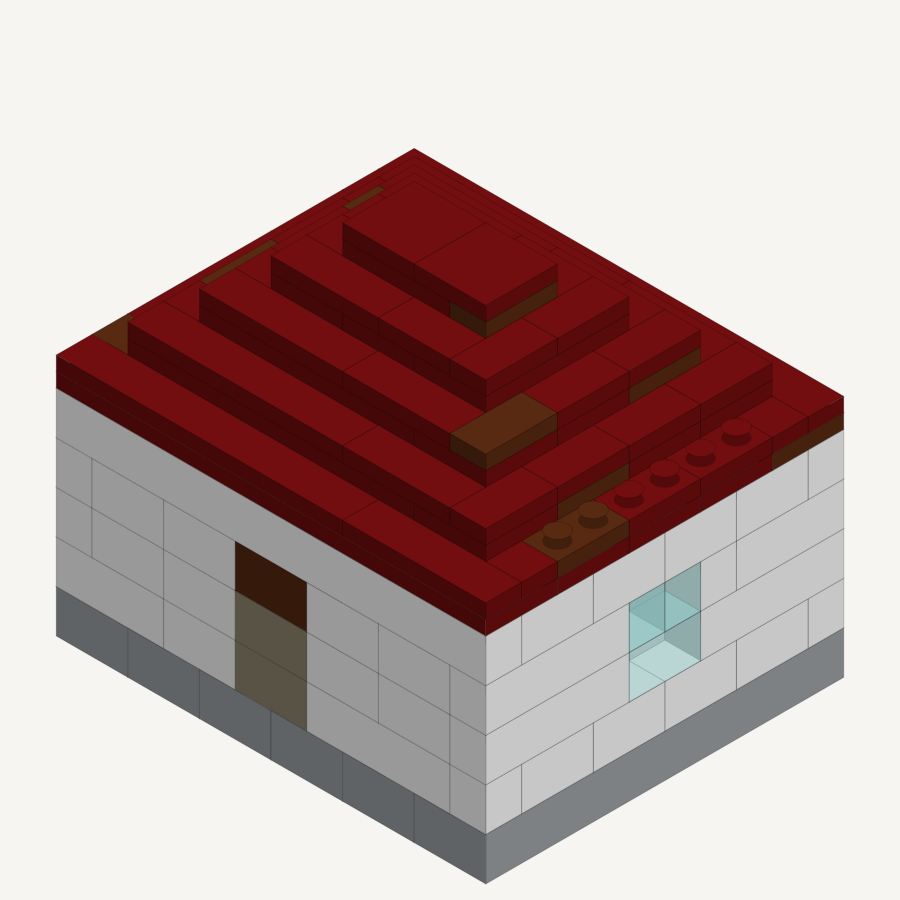 Corner Cottage, drawn as bricks